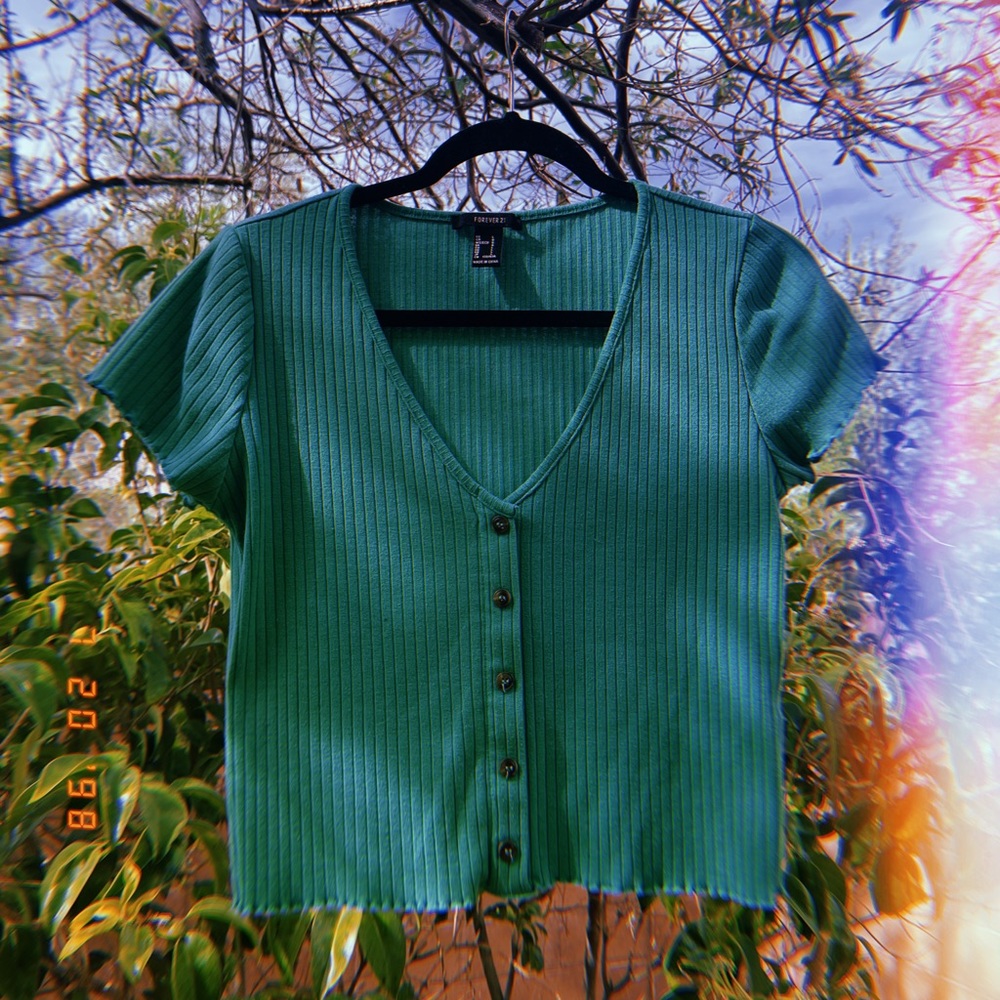 Ribbed Green Top